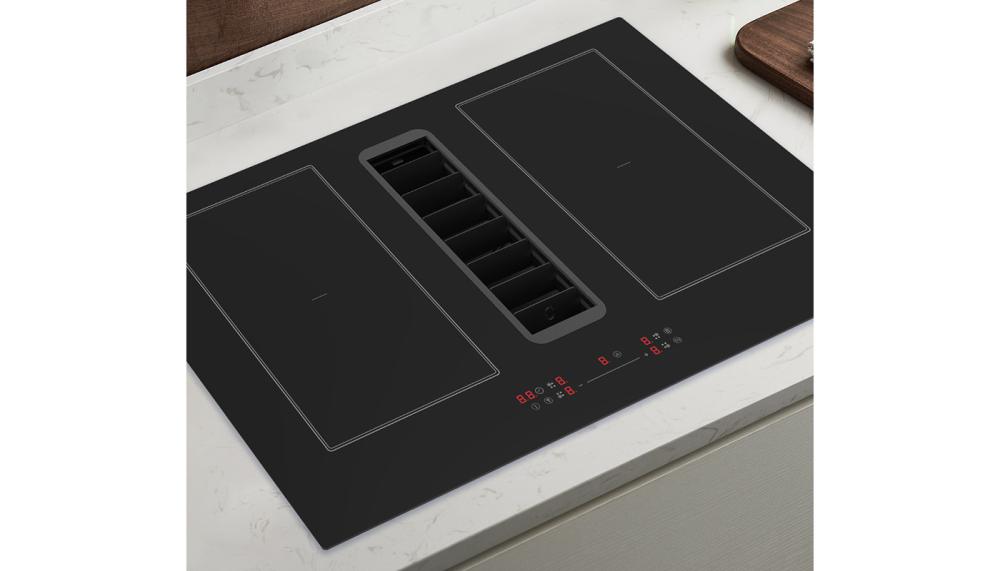 The Cata CATDD77CHF 77cm 4 Zone Flex Induction Hob includes a SL1 motor providing up to 630m³/h of extraction, removing steam and odours quickly while maintaining quiet performance. The aluminium grease filter and regenerative ceramic filters are both included and easy to clean, promoting long-term performance and hygiene