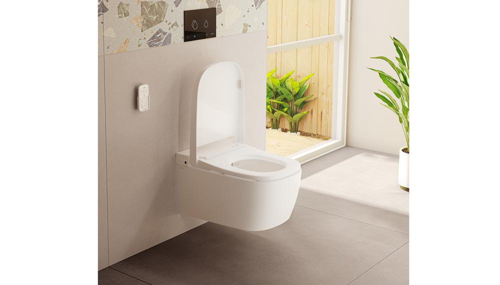 The VitrA V-Care Smart Toilet prioritises wellness with a range of customisable features, which include water and drying temperature as well as nozzle position and a heated seat. It is operated by a remote control for a hands-free experience