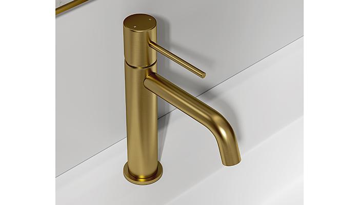 Deck-mounted basin curve tap