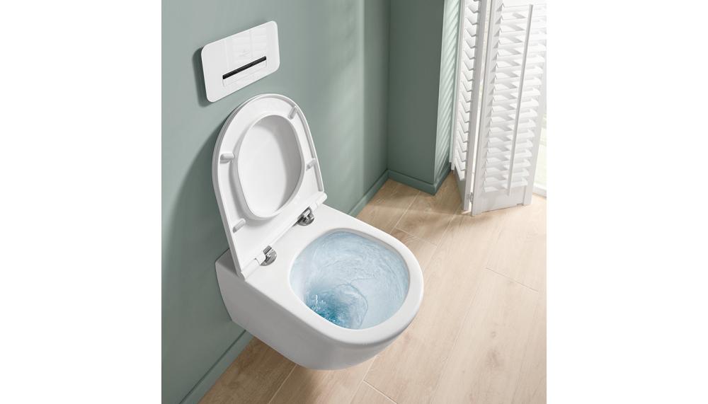 Villeroy & Boch's TwistFlush technology uses a precisely engineered vortex to deliver a thorough clean while operating with just 4.5 litres per full flush, compared to a conventional 6-litre flush. When combined with rimless toilet designs, these systems ensure better bowl coverage, removing hard-to-clean areas where dirt and bacteria can accumulate