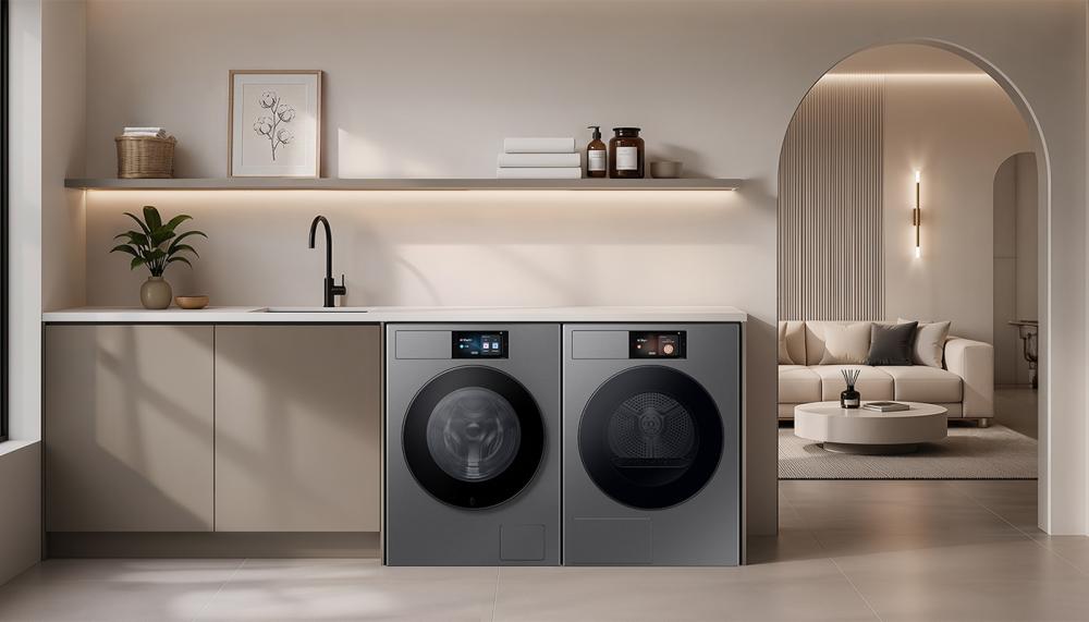 Samsung’s Bespoke AI washer range includes a new 10kg model that consumes up to 70% less energy than the minimum energy efficiency for a Class A rating in Europe, and 13kg models with a greater capacity within a European standard 600mm depth using SpaceMax technology