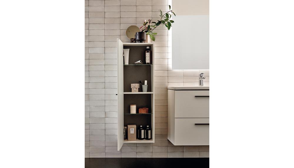 The i.life S compact, half column 1 drawer slimline tall wall-hung cabinet from Ideal Standard is a popular choice for a more compact bathroom. It&rsquo;s available with modular options that help maximise every inch while maintaining a clean, contemporary look