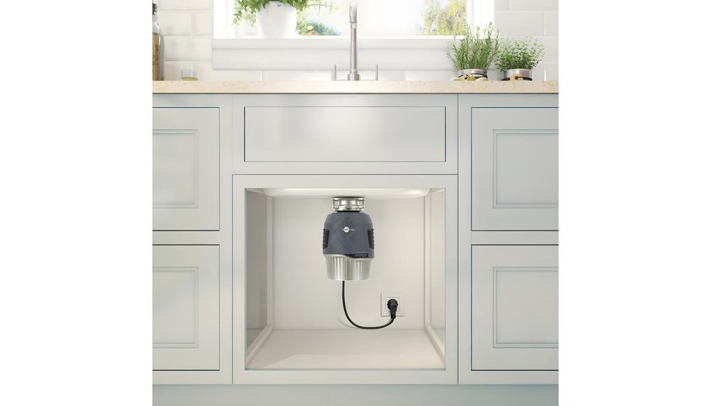 The premium InSinkErator Evolution Plus 1000 SR food waste disposer is equipped with a powerful 1HP motor and is one the company’s quietest models