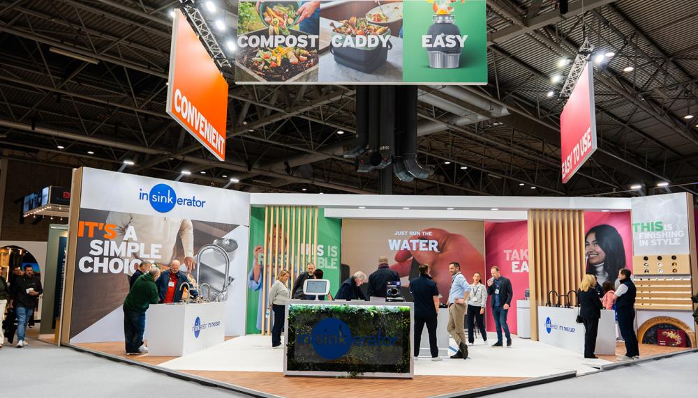 InSinkErator exhibited at KBB Birmingham 2026 where it promoted its COMPOST, CADDY, EASY strategy alongside some of its food waste disposers and instant hot water taps