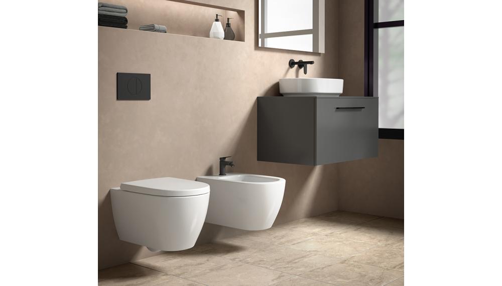 HydroTwist by Ideal Standard applies the vortex flushing principle within the i.life O collection, a coordinated bathroom system designed for efficient, scalable specification and high performance