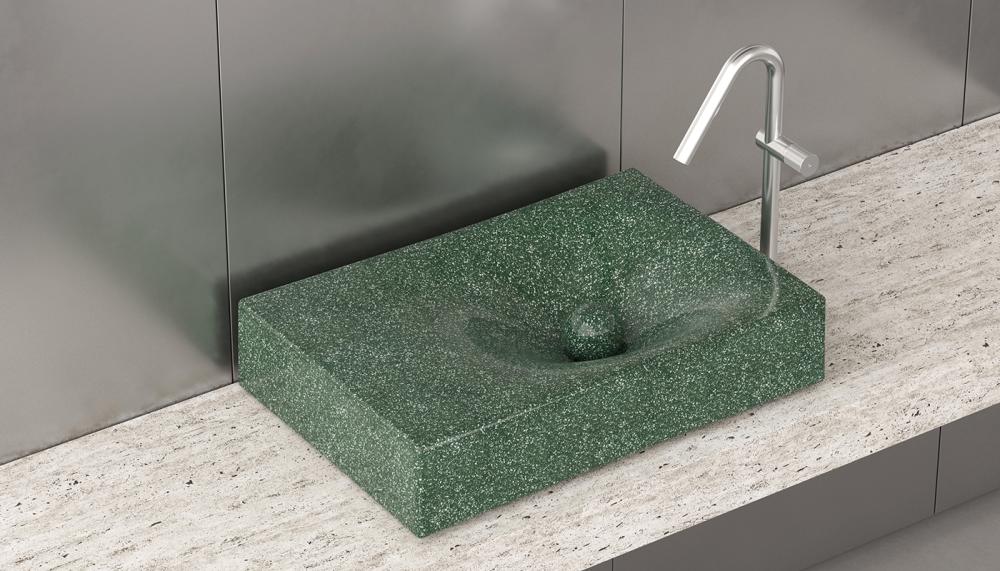 Rituelle ceramic basin in Flaked Green