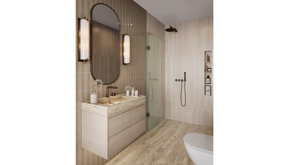 The View 21.2H double-hinged bifold panels by The Shower Lab fold completely flush against the wall &ndash; ideal for a wetroom space in a compact bathroom. These frameless single panels have been created specifically for recess spaces and are available in a variety of finishes