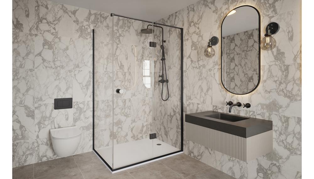 The Shower Lab's View 09 enclosure in Brushed Gunmetal Grey