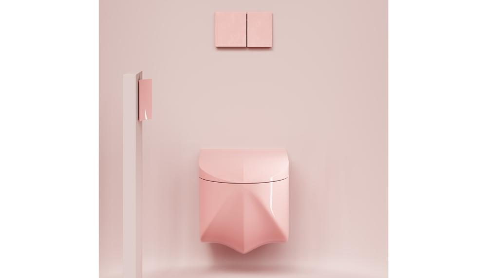 Altesse shower toilet in Pink with matching ceramic flush plate
