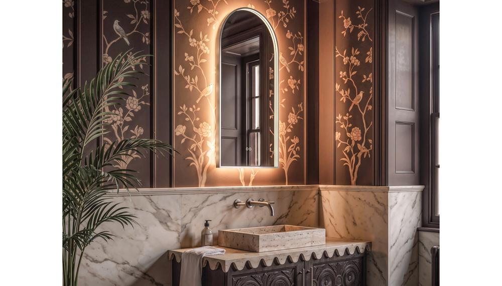 Kingsley Arch Mirror 50x100cm Brushed Nickel