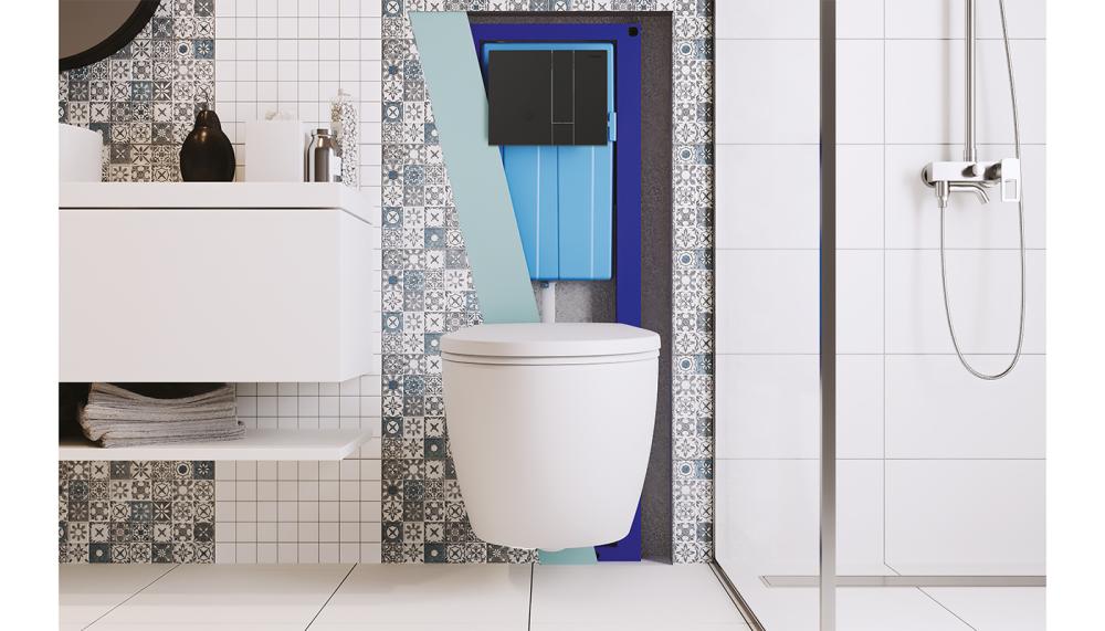SIAMP's Ingenio concealed frame and cistern features a built-in spirit level, adjustable feet and flexible fixing points for precise positioning. Pre-assembled components and intuitive connections reduce the number of installation steps as well as the need for specialist tools