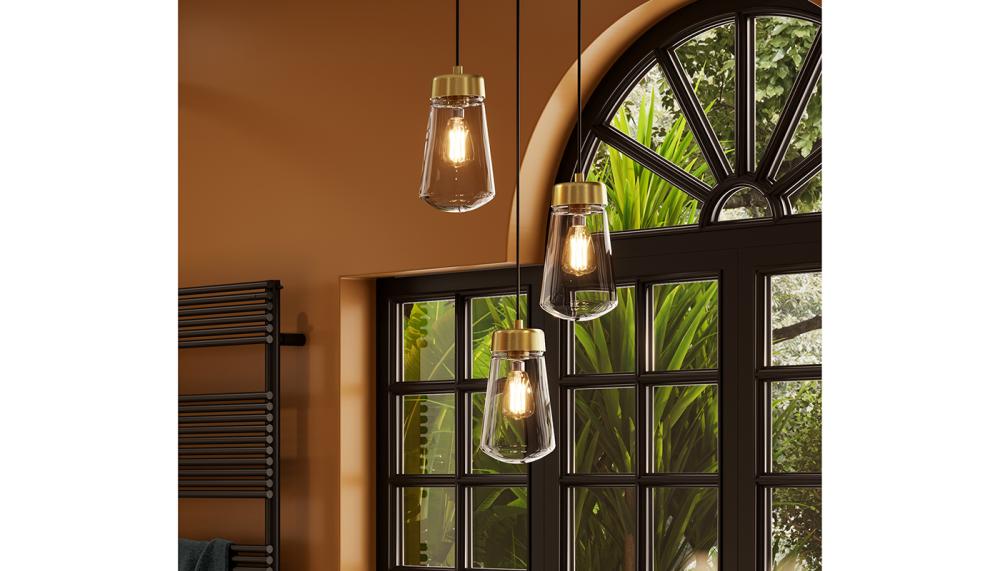 Featuring a hand-blown glass construction, the Summit LED Bathroom Pendant Light from hib. has an adjustable cable for flexible installation. IP44 rated, it comes in a choice of finishes, including Brushed Brass, pictured, and can be used on its own or grouped together for maximum impact