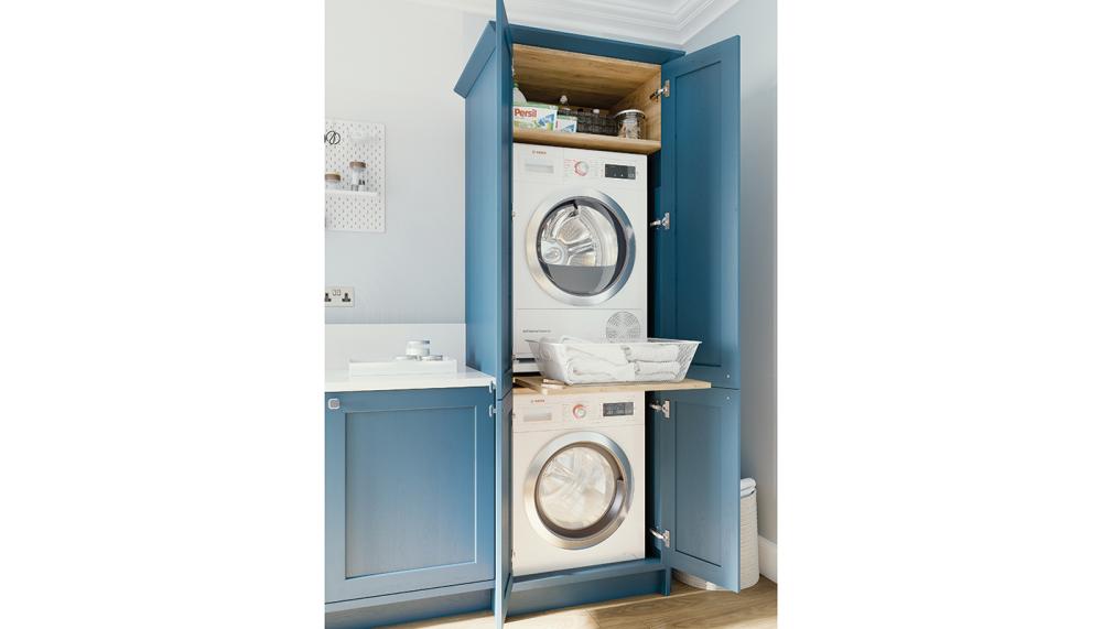 LochAnna Kitchens' Elswick Sapphire washer & dryer stack