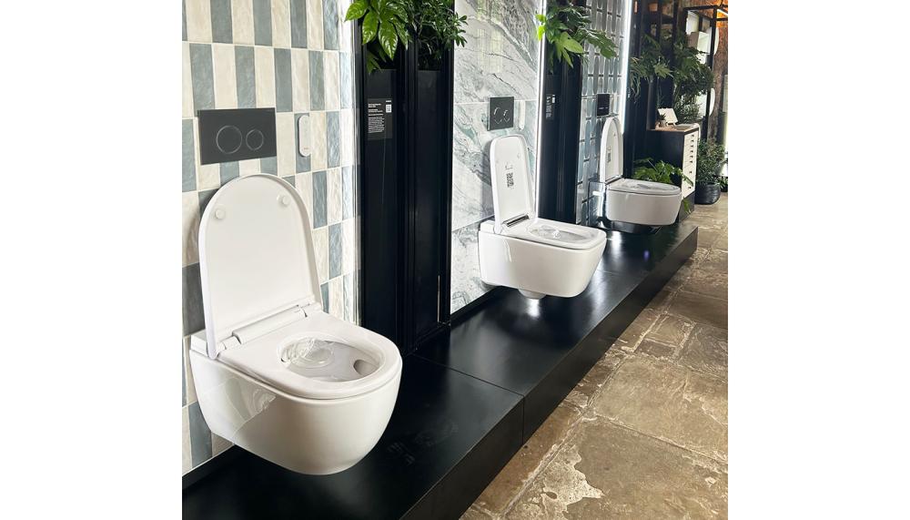 Geberit AquaClean shower toilets on display in The Charterhouse