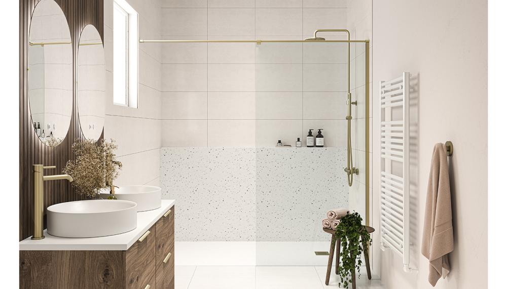 Tavo wall-to-wall bar in Brushed Brass