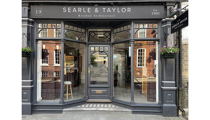 The entrance to the newly refurbished Searle & Taylor showroom  opposite the Hotel du Vin on Southgate Street in Winchester