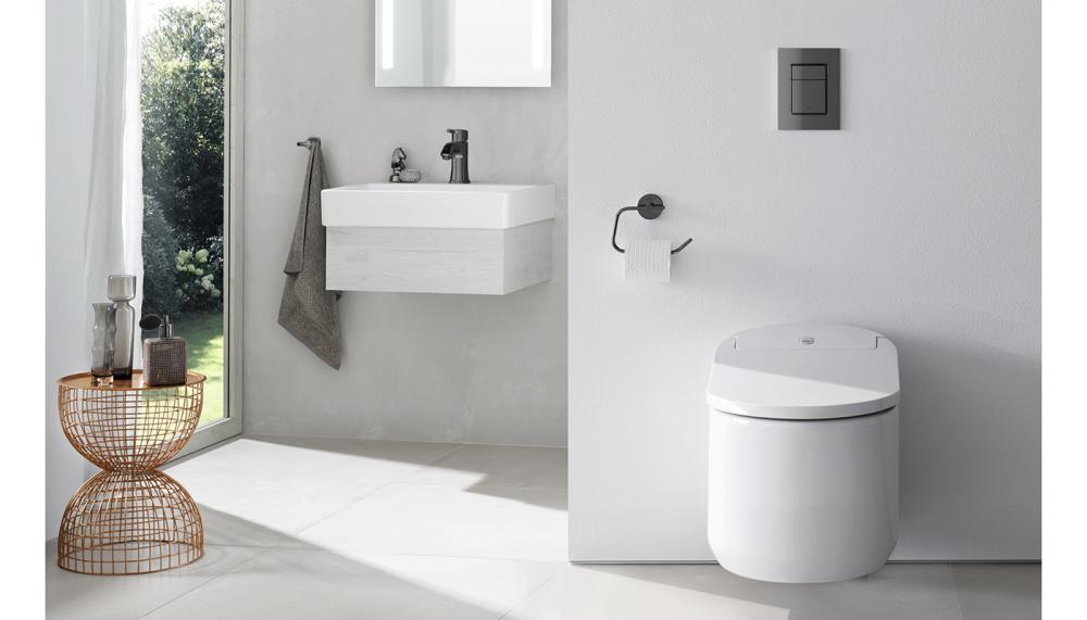 Grohe’s Rapid SLX installation system for wall-hung toilets is extra strong and versatile with an attractive powder-coated steel frame and is TÜV approved for a load of 400kg. Fully insulated against condensation and comes with wall brackets for use with a brick or stud wall