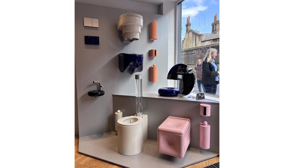 The new display of Trone products in the window of West One Bathrooms’ Clerkenwell showroom