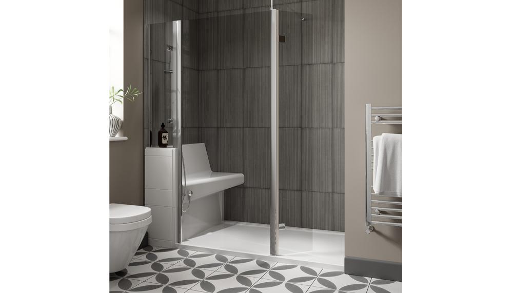 Part of Trojan&rsquo;s Living Showers range, the Bath In Shower Out is a bath replacement system, designed with installers in mind, that can be fitted in one day using existing bathroom pipework. It is available with an integrated storage shelf and an ergonomically angled seat for standing or seated washing