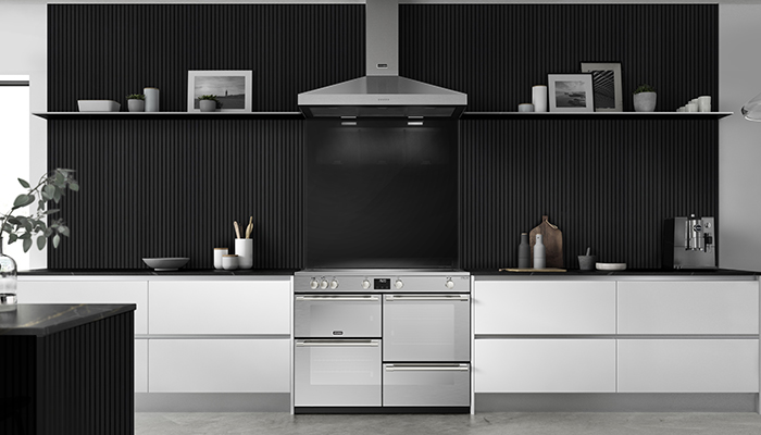Currently one of Stoves’ most popular models, the Sterling Deluxe 1100Ei ZLS has a fully zoneless induction hob, which the company says was a world first on a range cooker, with space for up to 6 pans. It also has a conventional oven and grill, multifunction main oven with TrueTemp digital thermostat, fanned second oven and dedicated slow cook oven