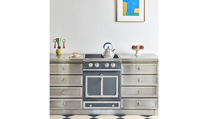 The Castel 60 is La Cornue’s smallest ever model and the first to be fitted with a four-zone touch control induction hob. The latest addition to the Château range, it comes in 40 colours, including Graphite, pictured, and 16 trim options. The electric vaulted oven has a 58-litre capacity and is A-rated for energy efficiency