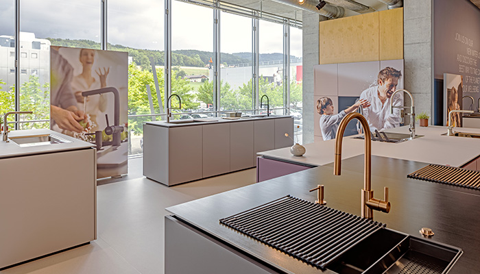 The sinks and taps area in the new showroom design