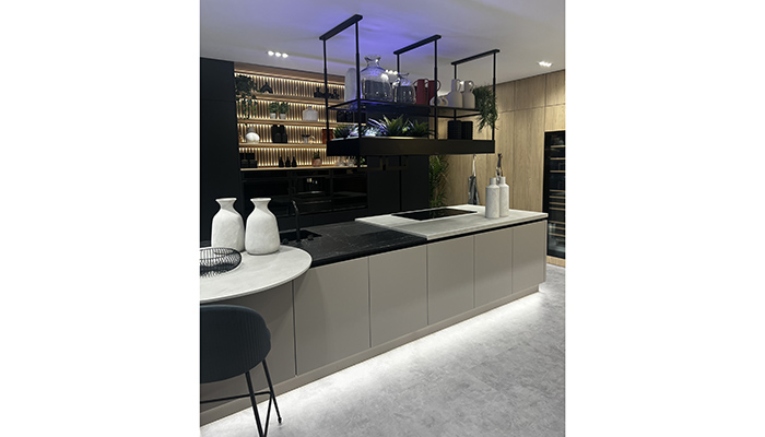 The Novus Super Matt Jet and Clay display, which is visible from the reception area