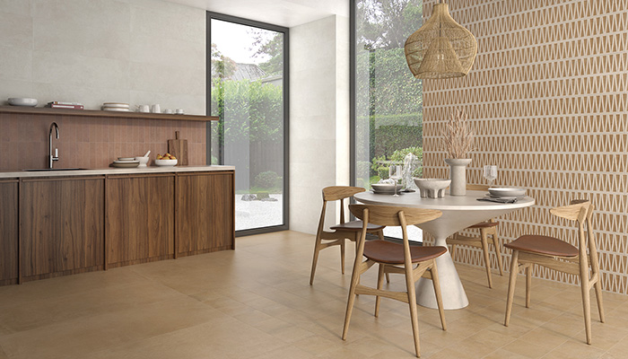 The Terracotta collection from Keraben features the Concept Barro wall tile, shown right, which harks back to traditional earthenware