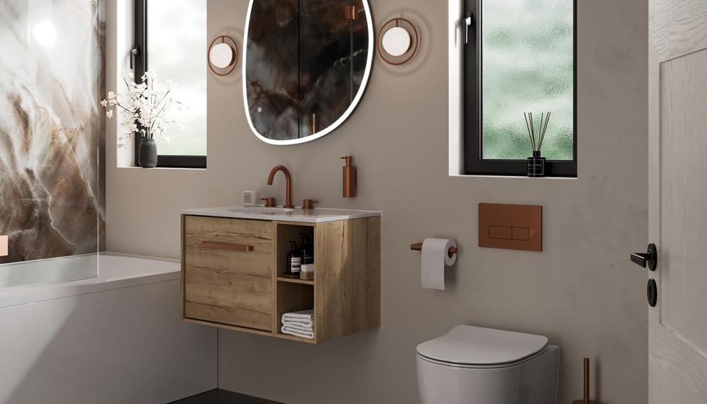 Part of Crosswater’s premium MPRO brassware range, this Stainless Steel Flush Plate is designed to complement any bathroom and features a dual-flush mechanism. It is pictured in warm Brushed Bronze and is also available in a selection of other finishes