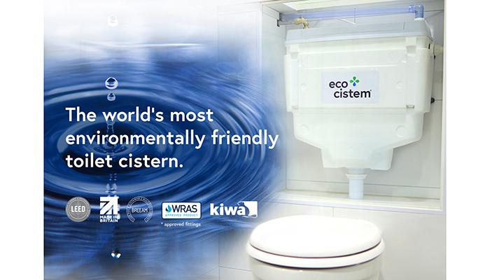 The eco-cistem is designed and manufactured in the UK and is branded as the ‘world’s most environmentally friendly toilet cistern’