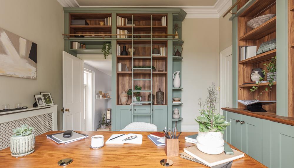 Bespoke home office in Earthy Green by Neville Johnson