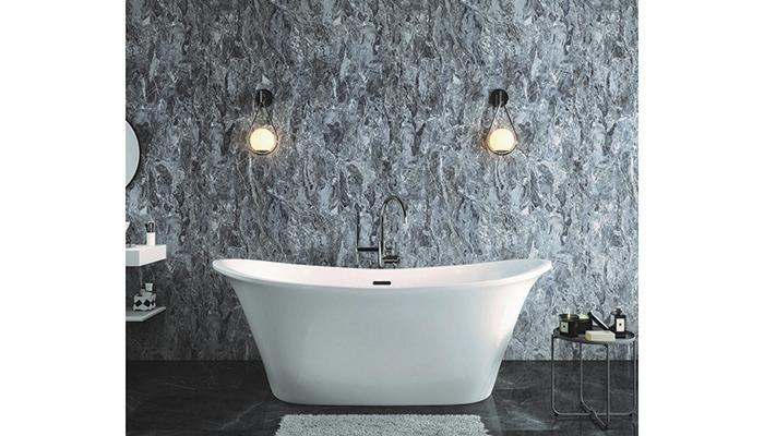 Manufactured by Carysil and available through Waterline, Metrowall has been designed to offer a luxurious, grout-free panelling solution. Replicating the natural beauty of marble and stone, Metrowall panels come in a range of Gloss, Matte and tactile Embossed textures and are backed by a lifetime guarantee. Pictured is Bardiglio