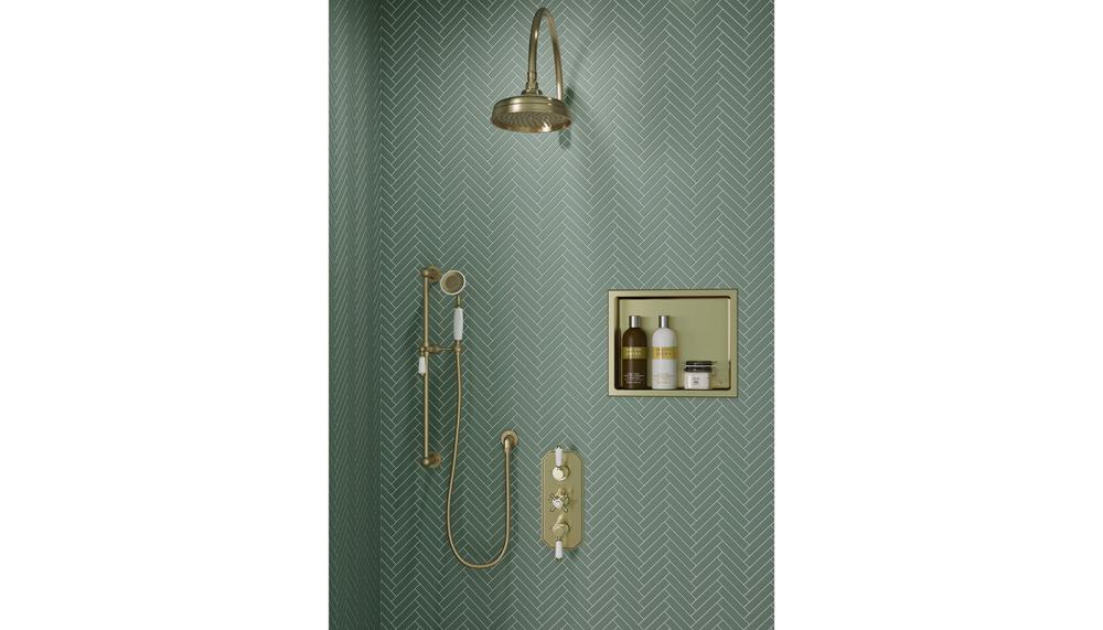 This stunning niche from Bathrooms to Love by PJH in Brushed Brass can be installed vertically or horizontally, flush with wall. Made from stainless steel for strength and durability, larger model also available – H610 x W305 x D102mm in 3 metallic finishes