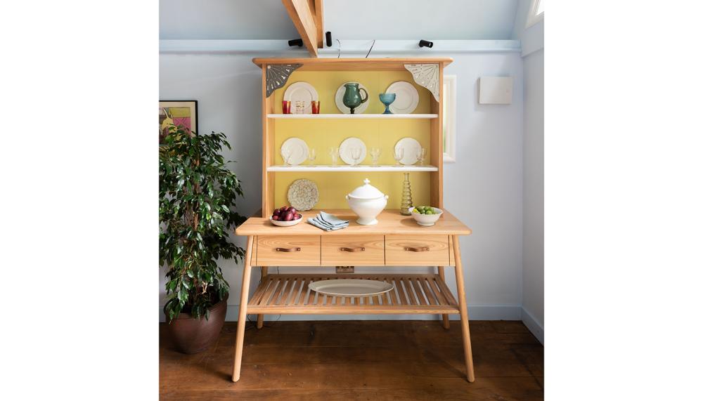 The Ambient Dresser features speakers that are cleverly concealed behind the shields and can be fitted with Corian shelves with hidden LED panels, which create mood lighting