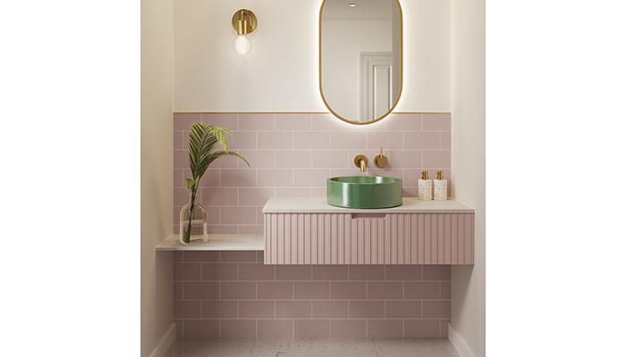 The blush tones of Antique Rose from Multipanel’s Tile Collection are perfect for designers looking to embrace the growing trend for pink bathrooms. Shown here in a classic metro effect, these grout-free, waterproof panels provide consumers with a hygienic, low-maintenance solution