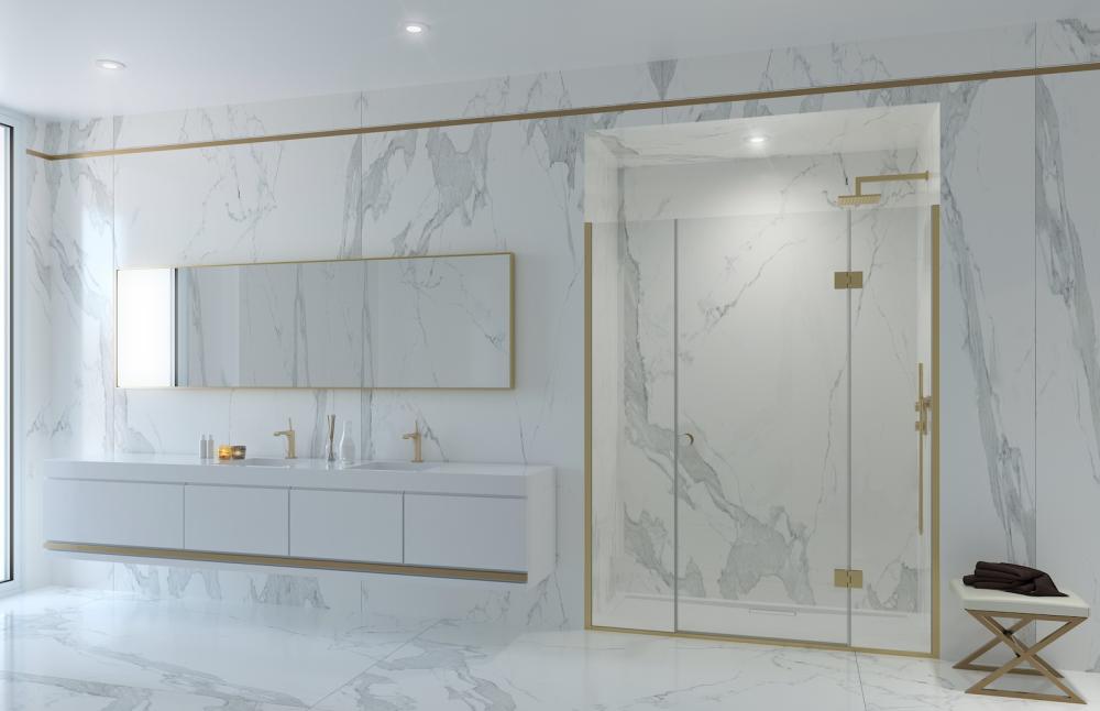 A variety of finish options were being showcased by The Shower Lab