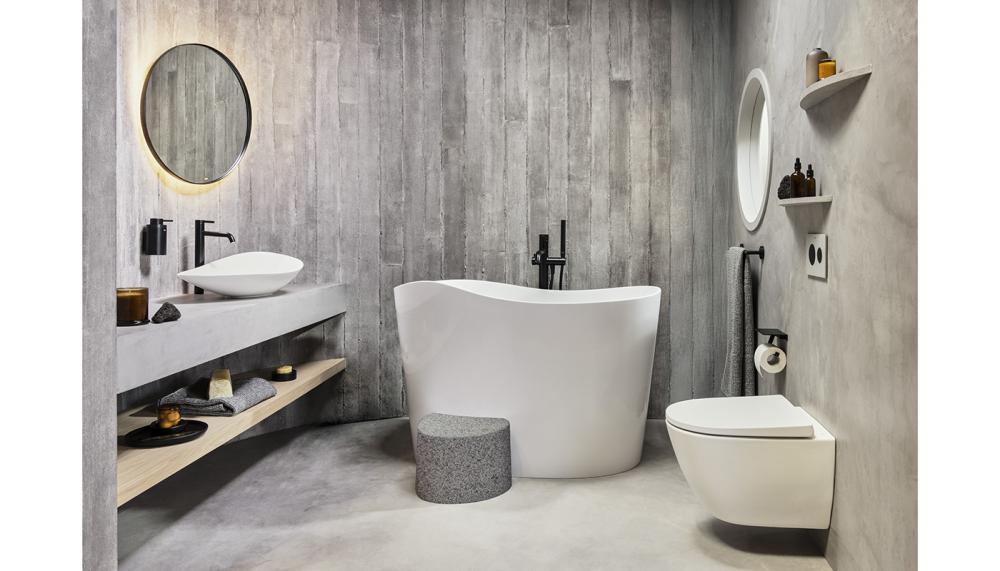 Originally designed by Ruy Ohtake, Roca’s Ohtake collection has been extended with new pieces created by his son, the architect Rodrigo Ohtake. The new Stonex bath is inspired by traditional Japanese Ofuro bathtubs, and features a compact footprint and integrated seat to create a luxurious, cocooning experience
