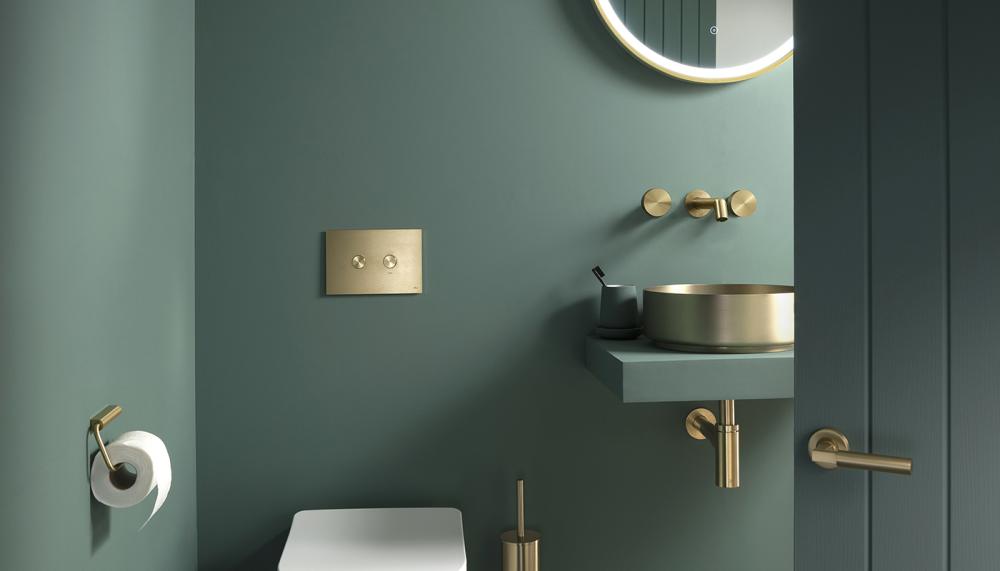 JTP says slimline rectangular flush plates remain its most popular and that it has seen a ‘noticeable increase in demand for flush plates that complement brassware, furniture and tiles’. Pictured in Brushed Brass, this flush plate is an ideal partner to JTP’s EVO brassware range